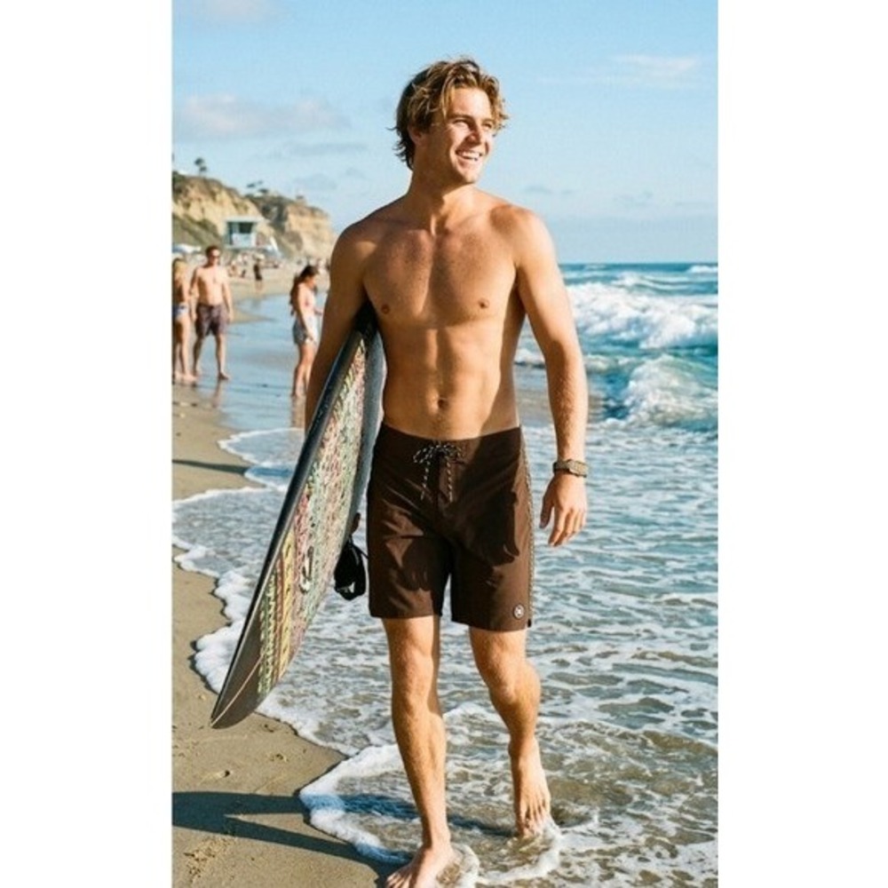 Roark The Passage Boardshorts Mens Brown Chevron Stripe Surf Shorts EUC